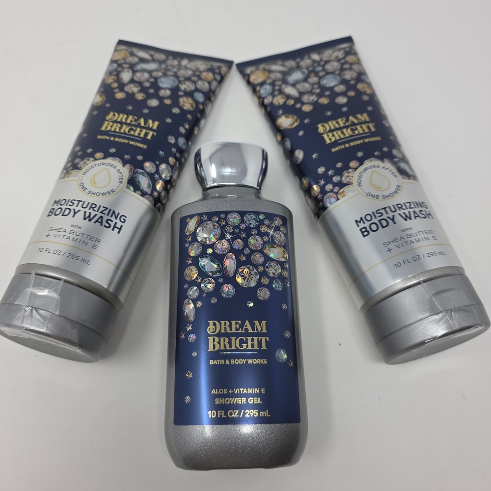 Bath & Body Works Dream Bright Body Wash Shower Gel Set 3 10oz Blue Berry Orchid